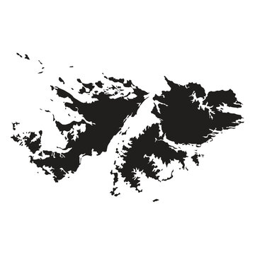 Falkland Islands (Islas Malvinas) Silhouette Map Vector