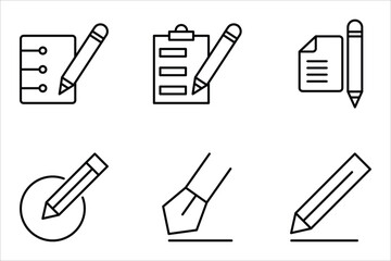 Writing icon set, Flat illustration of vector icon on white background. EPS 10.