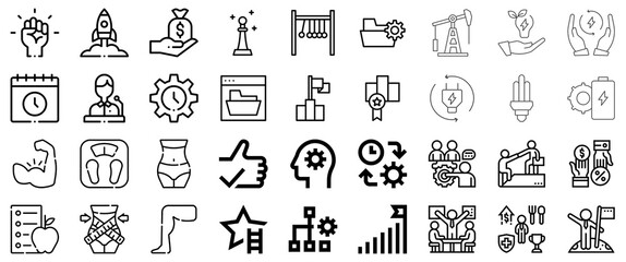 Business and Success Icons: Growth, Health, and Achievement Collection