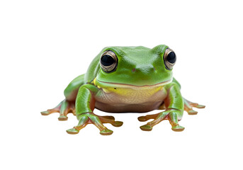 Obraz premium Close-up of a vibrant green tree frog, set against a striking black backdrop, showcasing detailed features and a captivating pose.