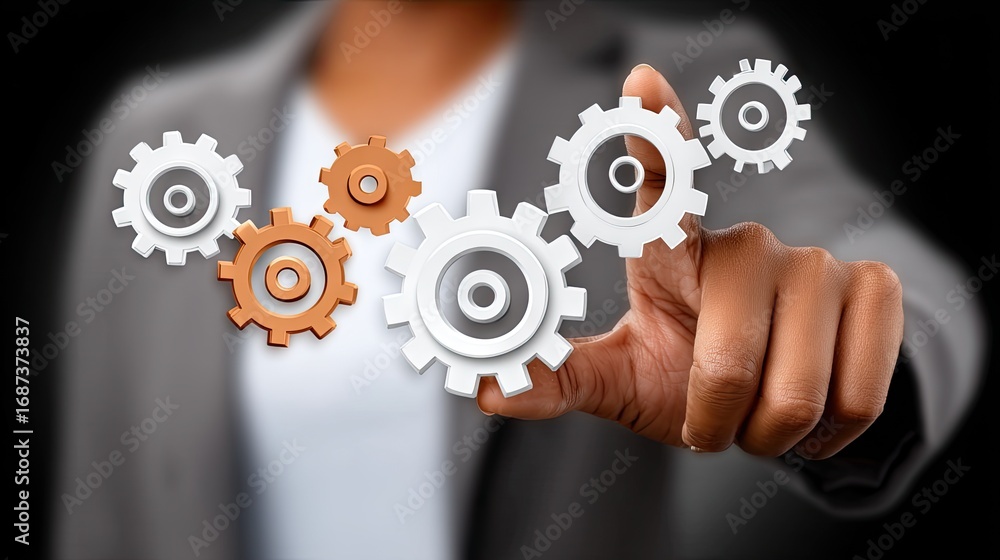 Poster digital transformation in business with a focus on technology and innovation through interactive gea
