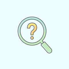FAQ and Help Search Vector Icon with Magnifying Glass
