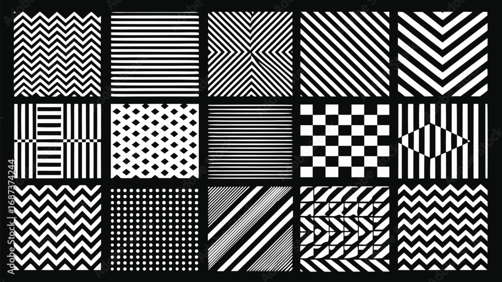 Poster an assortment of wall patterns illustrating a range of styles and colors suitable for interior desig