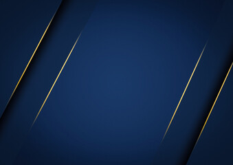Blue abstract background with golden diagonal lines