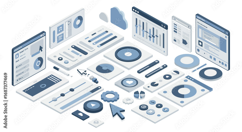 Aufkleber Modern isometric ui design featuring interactive elements and data visualization