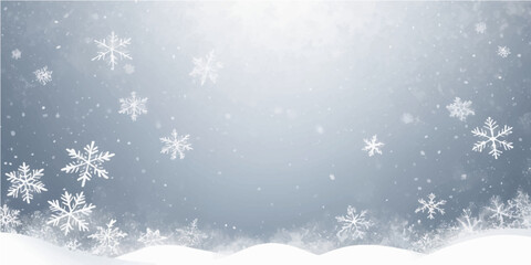 Elegant blue winter sky with silver snowflakes and stars for a holiday celebration card