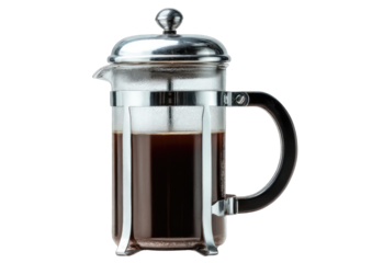 French press filled with coffee