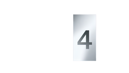 A metallic rectangular plate with a number