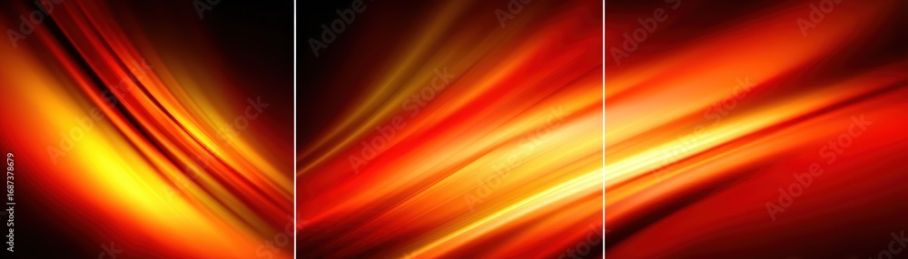 Poster dynamic abstract background with vibrant orange red swirls and light trails for creative design proj