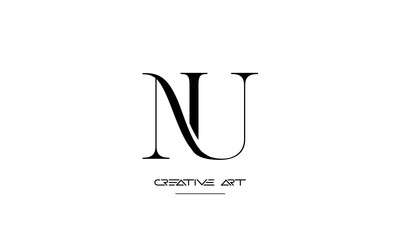 NU, UN, N, U abstract letters logo monogram