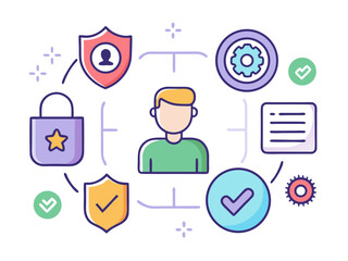 Concept of personal data security and privacy protection with user profile and icons