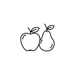Apple and Pear Icon for Fruit, Nutrition, Healthy Eating, and Educational Design