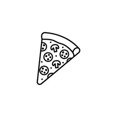 Pizza Slice Icon with Toppings for Fast Food, Italian Cuisine, and Restaurant Menus