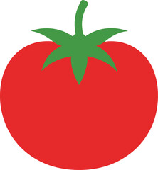 Vibrant Red Tomato with Green Leaves Vector