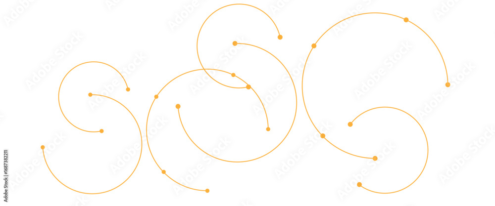 Poster vector graphic design element with with overlapping circles, dots and dashed circles science and con