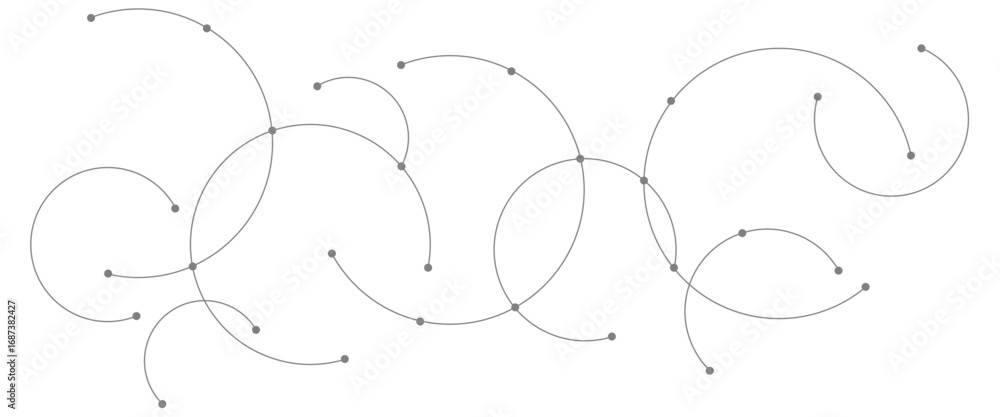 Poster vector graphic design element with with overlapping circles, dots and dashed circles science and con