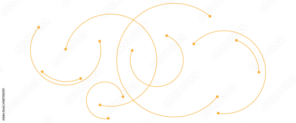 Poster vector graphic design element with with overlapping circles, dots and dashed circles science and con