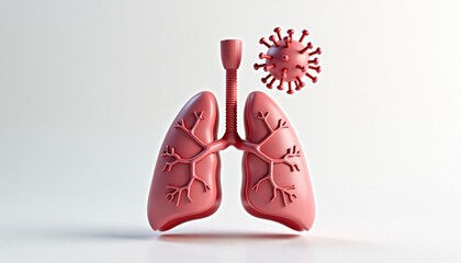3D illustration of lungs and virus representation in healthcare  