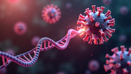Virus structure with DNA strand in scientific illustration  