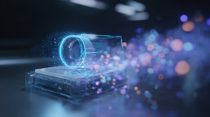 futuristic technology glowing data stream