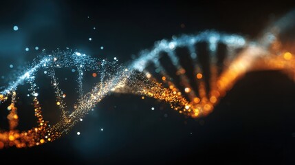 glowing dna helix particles abstract