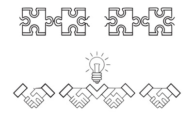 Teamwork Puzzle Pieces: Collaboration and Unity Illustrations