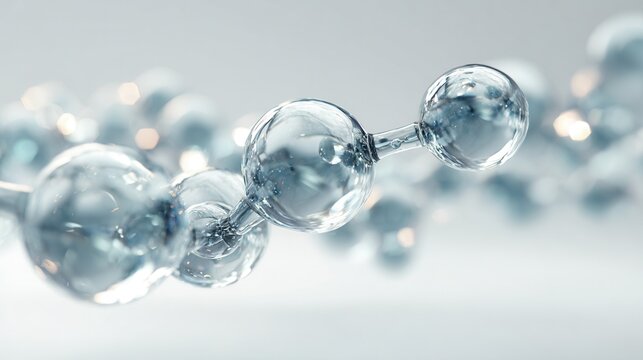 transparent spheres linked together flowing
