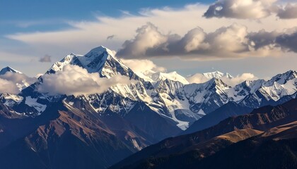 Majestic mountain range under a dramatic sky