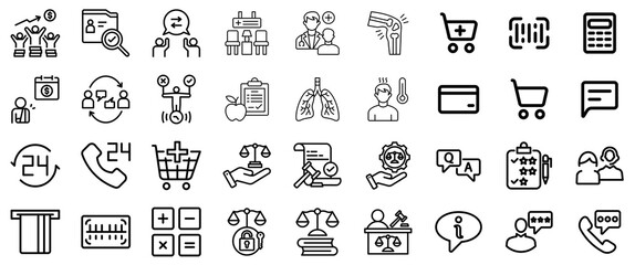 Healthcare, Finance, Legal, and Business Icons Set