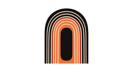 Stylish retro rainbow arch abstract graphic with earth tone colors for modern design projects