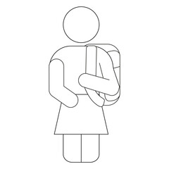 Freshman pixel perfect linear icon. Ninth grade student. High school pupil with rucksack. Thin line customizable illustration. Contour symbol. Vector isolated outline drawing. Editable stroke