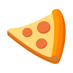 Cartoon pizza slice isolated on white. Minimalist food vector icon for food blogs, menus, packaging, or playful design projects