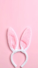 Pastel pink headband with fluffy bunny ears