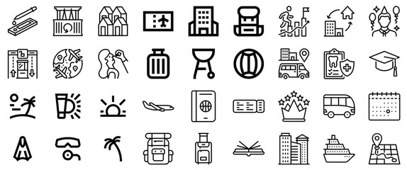 Fototapeta premium Travel and Leisure Icons: A Collection of Vacation and Lifestyle Symbols