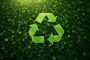 3D rendering leaves forming recycle symbol, green nature environment recycling abstract illustration background concept, biodegradable plastic free package sign.