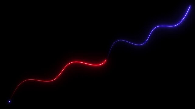 Abstract neon line waves animation. neon wave line royal animation.