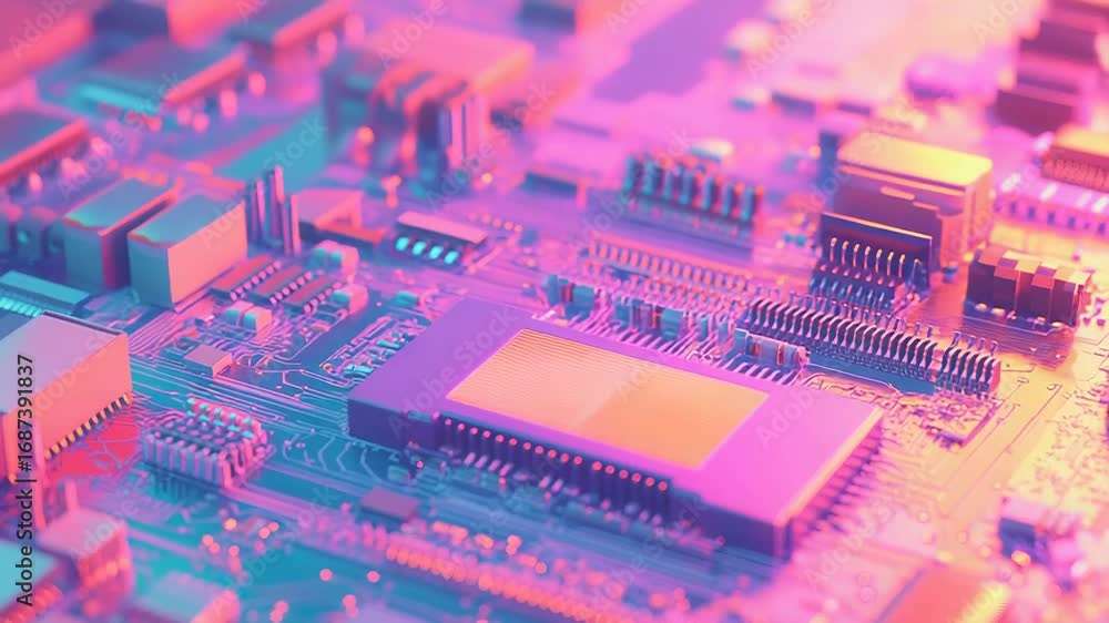 Aufkleber close up of computer circuit board showing cpu and electronic components
