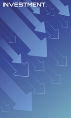 Blue business arrows background. Arrow shapes and line gradient investment