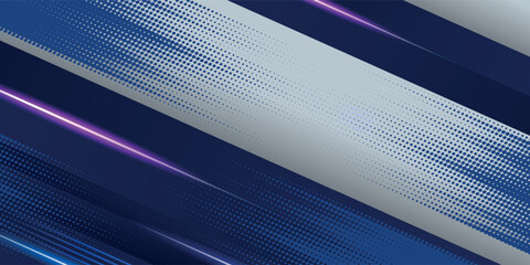 Abstract speed lines style dark blue color halftone banner design template. Vector illustration.