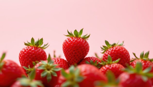 title: coveted coral strawberry subject at bottom: fresh and juicy strawberries under an electric light, with a vibrant coral color palette