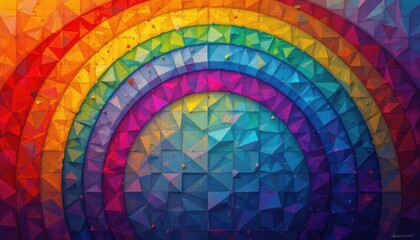 Fototapeta premium abstract geometric mosaic rainbow background, position a subject at the bottom with ample copy space above.