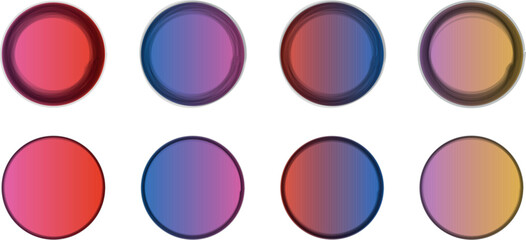 Grunge Round Shapes and Artistic Banner Collection with Gradient Colour Vector Elements and Expressive Brush Line Textures