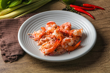 Shrimp cocktail with salad and sauce