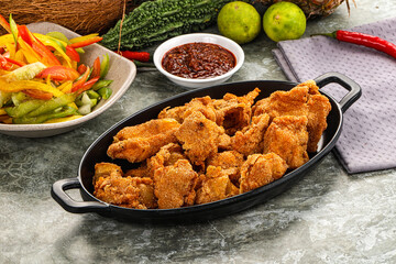 Golden crispy Breaded calamari snack