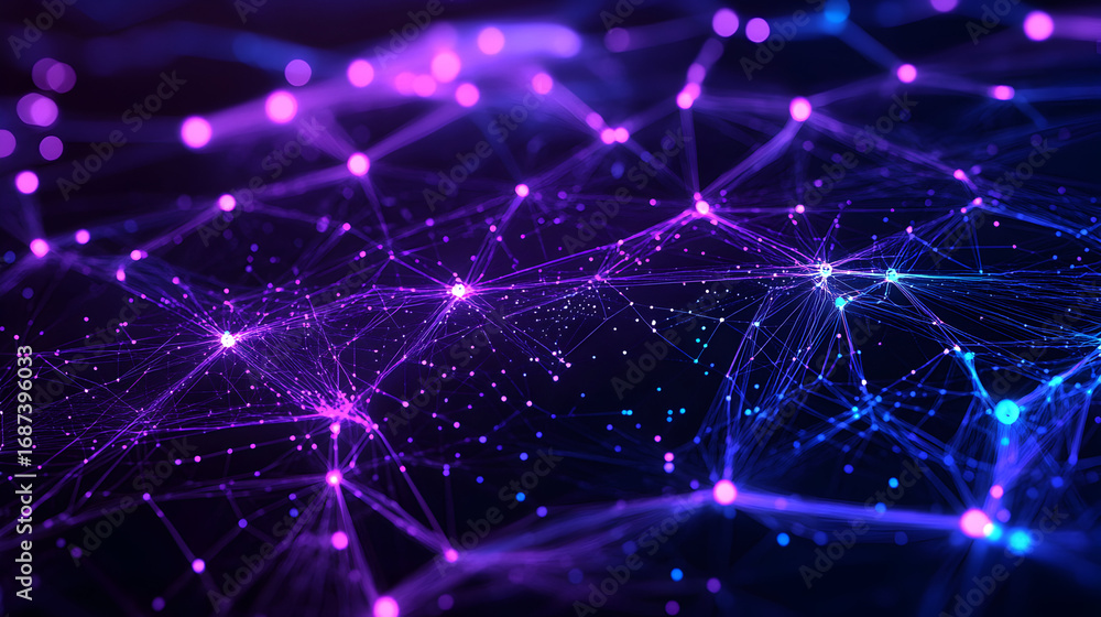 Aufkleber futuristic abstract technology background with glowing dots and lines network