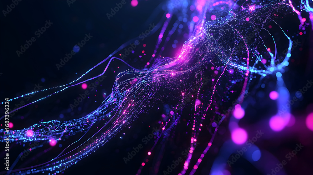 Aufkleber futuristic abstract technology background with glowing lines and particles