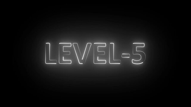 Level-5 text font with glowing neon line. level-5 neon bright text font colorful video animation. next Level-5 text animation.