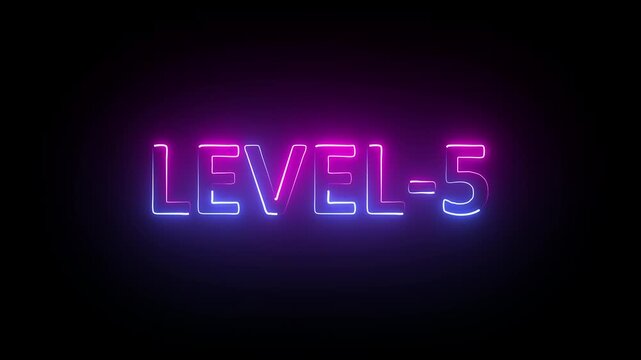 Level-5 text font with glowing neon line. level-5 neon bright text font colorful video animation. next Level-5 text animation.