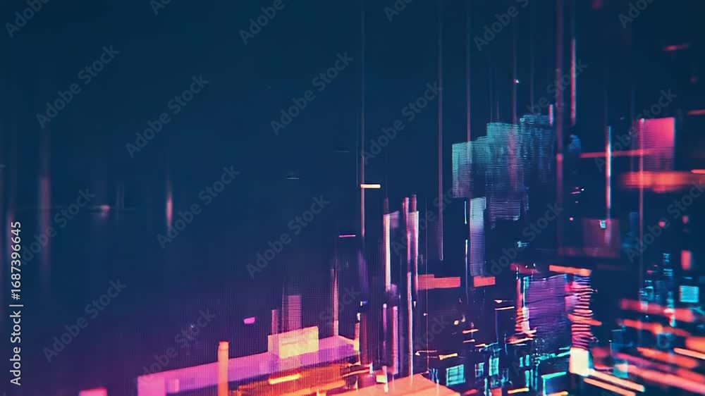 Poster abstract technology background with glowing lines and rectangles