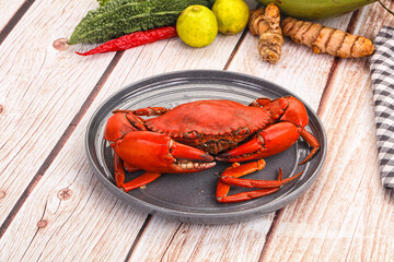 Hot fresh Boiled red crab